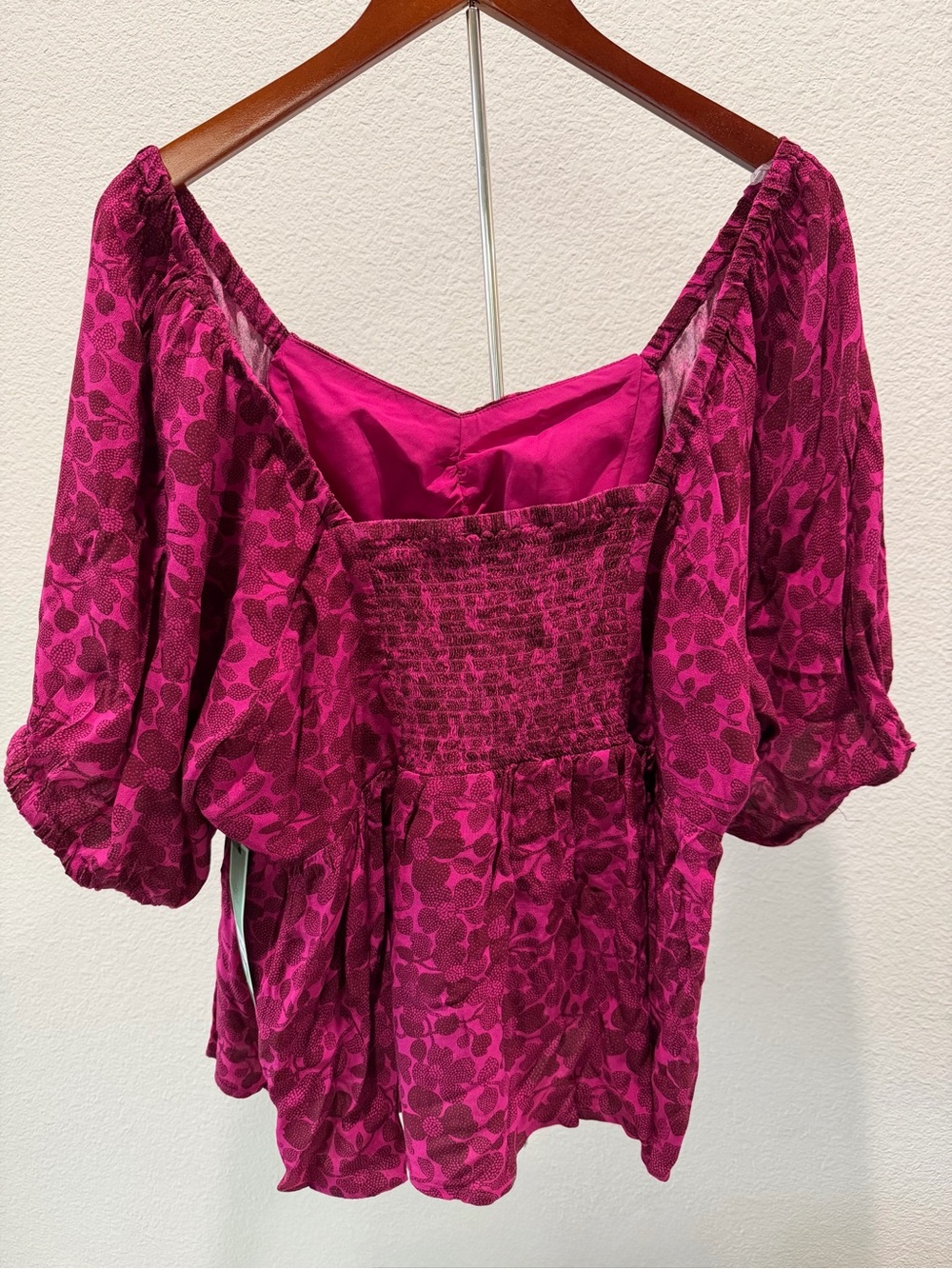 NWT Terra & Sky 2X 20W 22W Peplum Sweetheart Top Floral Dark Azalea Pink